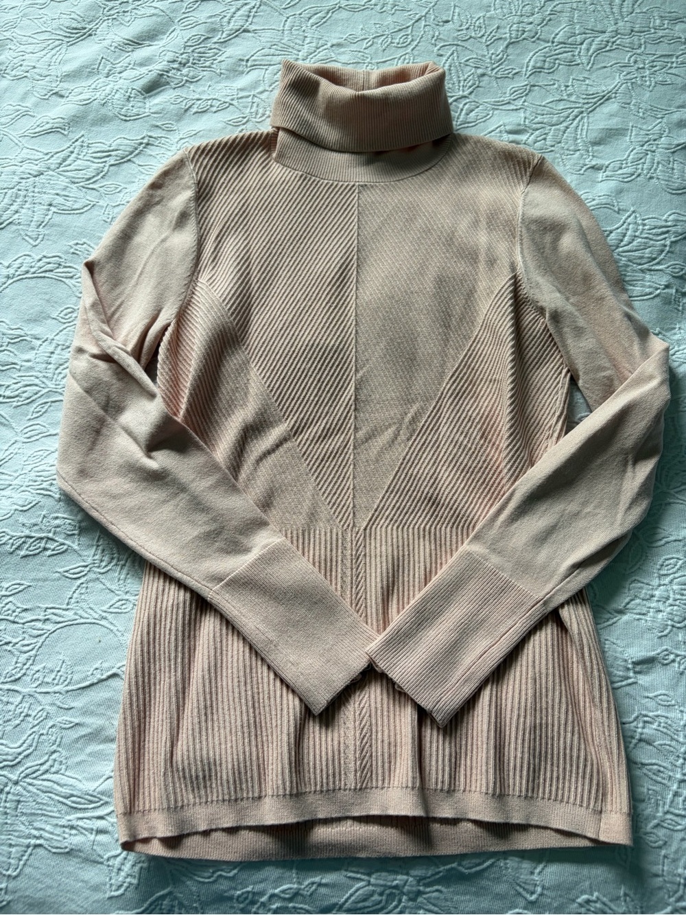 White House Black Market Blush Ribbed Turtleneck Sweater new medium women’s pink